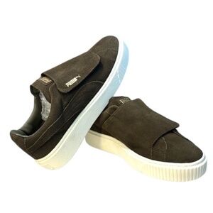 NWOT-Puma Women’s Basket Suede Platform Strap Sneakers-Olive Night (Dark Green)